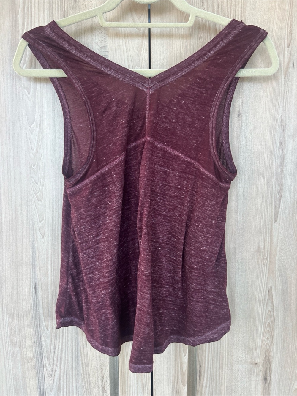 LOL Vintage Namaste V‑Neck Tank Top Size S Heathered Burgundy Lightweight Yoga - Picture 2 of 6